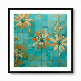 Tiled Flowers Art Print