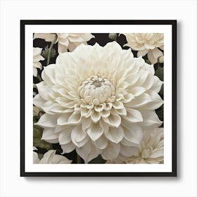 Aesthetic style, Large white Dahlia flower 1 Art Print