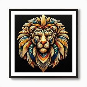 Lion head tribal Art Print