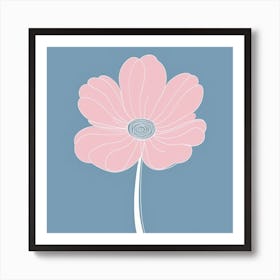 A White And Pink Flower In Minimalist Style Square Composition Art Print