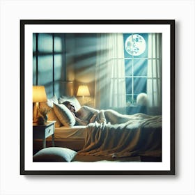 Woman Sleeping In Bed Art Print