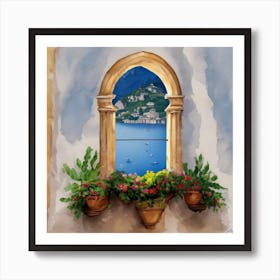 Window To The Sea Amalfi Window Art Print Art Print