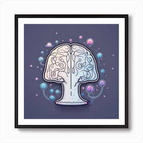 Brain Tree With Bubbles Art Print