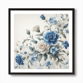 Blue carnations 2 Art Print