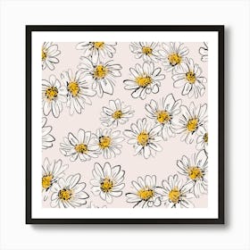 Daisies Flowers Pink Art Print