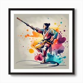 wushu - Martial Arts - Bo Staff Art Print