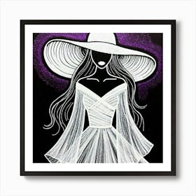 Woman In A White Dress Art Print