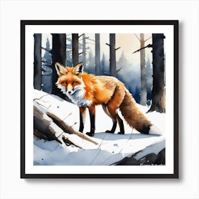 Fox In The Snow 21 Art Print