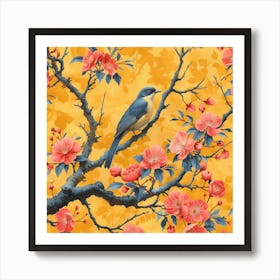 Asian Floral Wallpaper Art Print