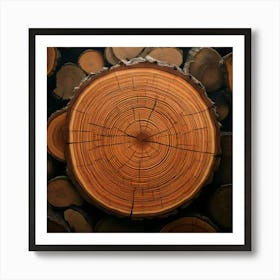 Firefly Log, Forest, Wood, Firewood, Cut, Pile, Cut Off, Tree, Ring, Ingredient, Timbering, Brown, L (2) Art Print