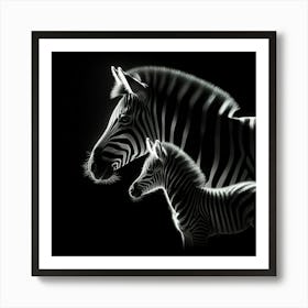 Zebra And Foal 2 Art Print