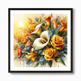 A beautiful and distinctive bouquet of roses and flowers 10 Art Print