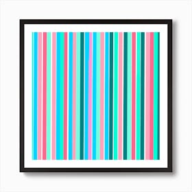 Teal and Pink Stripes Art Print