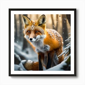 Red Fox In The Snow 7 Art Print