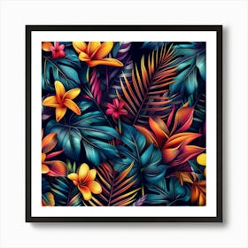 Tropical Leaves Seamless Pattern 26 Art Print