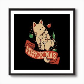 Merry Christmas Cat Art Print
