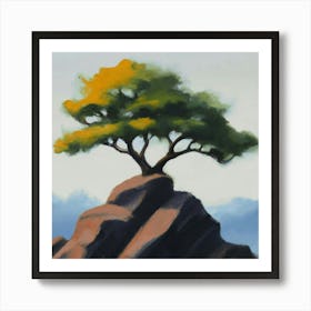 Tree On Top Of Rock 2 Art Print