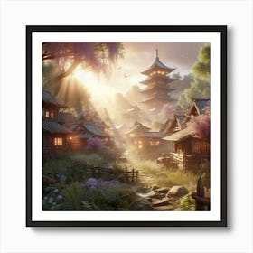 Japanese Village 1 Art Print