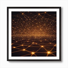 A Glowing Neural Network Of Interconnected Nodes In A Grid On A Dark Background 2 Poster