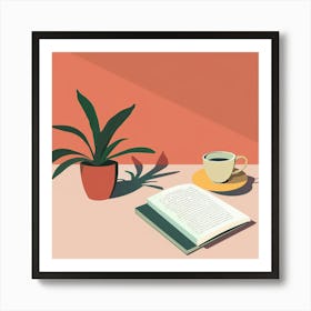 Book And A Cup Of Coffee Art Print