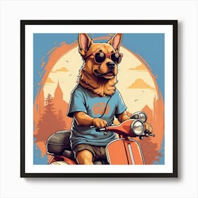 Dog On A Moped Art Print