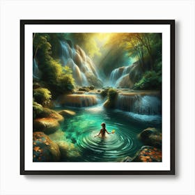 Waterfall In The Forest 6 Art Print