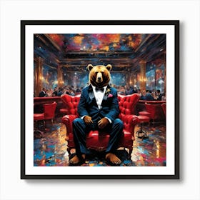 Bear In A Red Chair Art Print