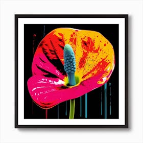 Andy Warhol Style Pop Art Flowers Flamingo Flower 1 Square Art Print