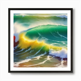 Spectrum Surge: The Vivid Dance of Ocean Waves Art Print