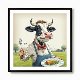 Cow In Apron Art Print