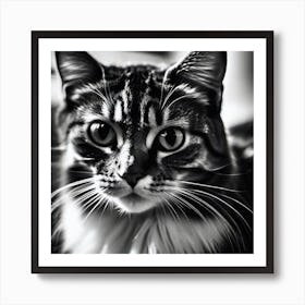 Black And White Cat 25 Art Print