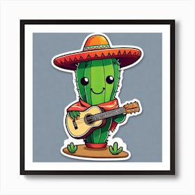 Cactus Playing Guitar 6 Art Print