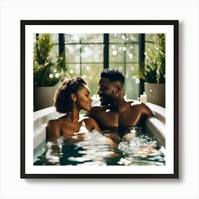 Couple In A Tub 1 Art Print