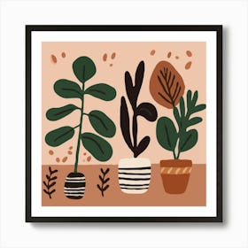 Potted Plants Background Boho Art Print