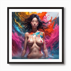 Chinese Girl In Water Art Print