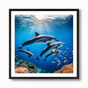 Underwater Dolphin Scene 1 Art Print