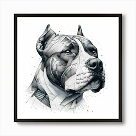 Cane Corso Head - Abstract Line Art Illustration 193 Art Print