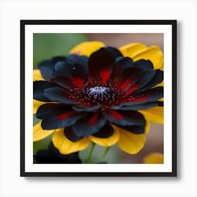 Black And Yellow Daisy Art Print