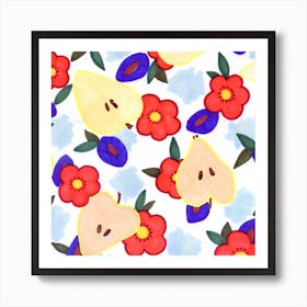 Pear And Flower Pattern Art Print