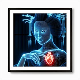 Radiologic Style Geisha With visible Heart Art Print