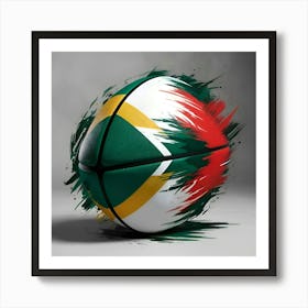 A Vibrant And Dynamic Image Of A Stylized Rugby Ball With An Abstract Art Design Featuring The South African Flag Colors 3 Art Print