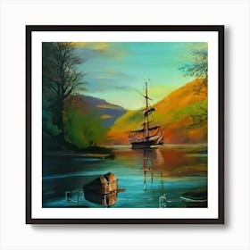 Sailboat On The Lake Art Print