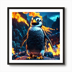 Penguin On Fire 1 Art Print