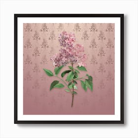 Vintage Chinese Lilac Botanical on Dusty Pink Pattern n.0778 Art Print