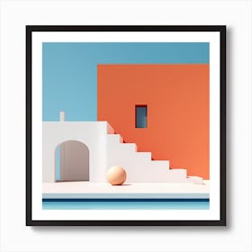 Modern Orange House Summer Photography Art Print