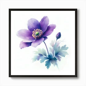 Purple Anemone Flower Art Print