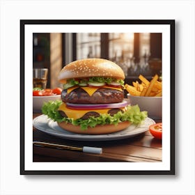 Hamburger On A Plate 191 Art Print