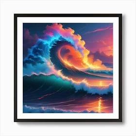 Captivating Coastal Scene At Sunset Art Print