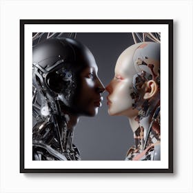 Two Robots Kissing Art Print