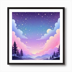 Sky With Twinkling Stars In Pastel Colors Square Composition 290 Art Print